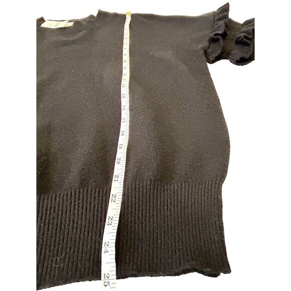 ANTHROPOLOGIE LINE & DOT BLACK SWEATER Size L BLACK TIERED RUFFLES PULLOVER NEW - Picture 4 of 9